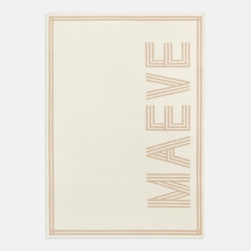 Your Name In Stripes Custom Blanket - Beige/Tan