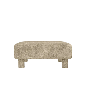 Dase Ottoman in Poppy Velvet butter/black with upholstered cylindrical legs