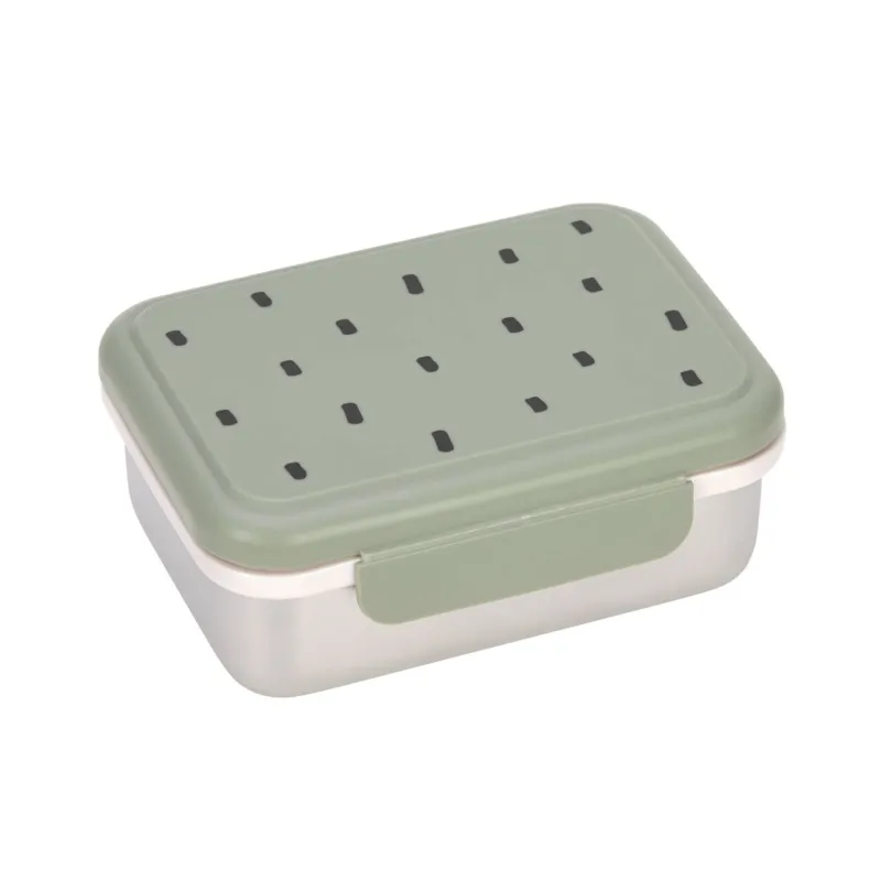 Brotdose Kinder Edelstahl Lunchbox, Happy Prints Oliv