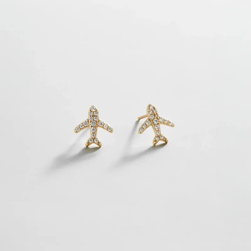 14K Gold Just For Fun Earrings - Airplane