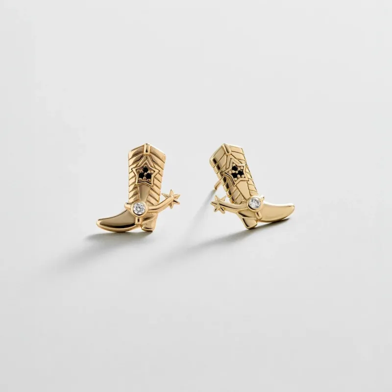 14K Gold Just For Fun Earrings - Cowboy Boot