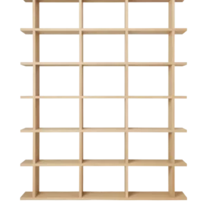 Kona Bookcase 3x6 in natural oak veneer with three columns and six open shelves