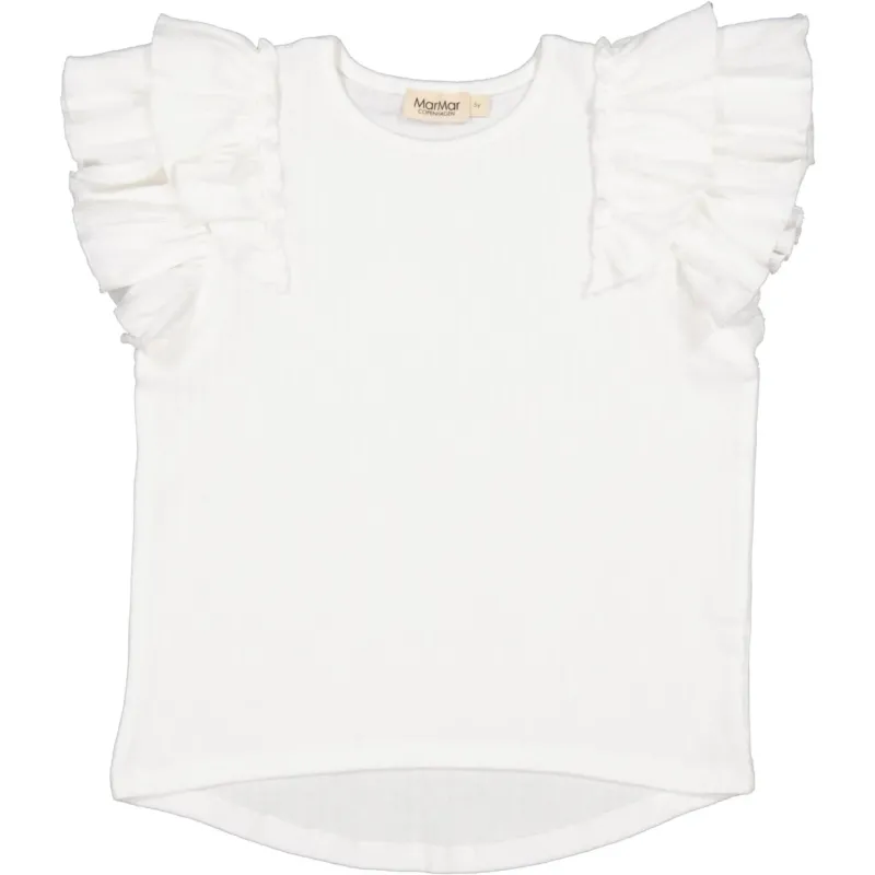 MarMar Modal Pointelle Gentle White Tavora Frill T-Skjorta