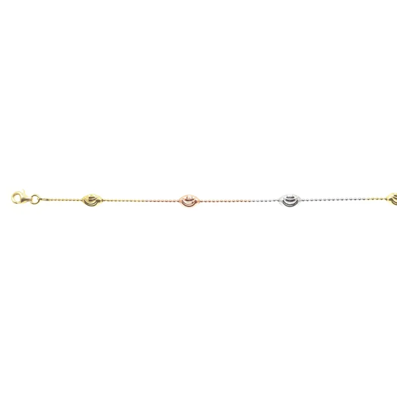 925 Silber Tricolor Armband ca. 18 cm mit 2.5 cm extender, ca. 2,24 g