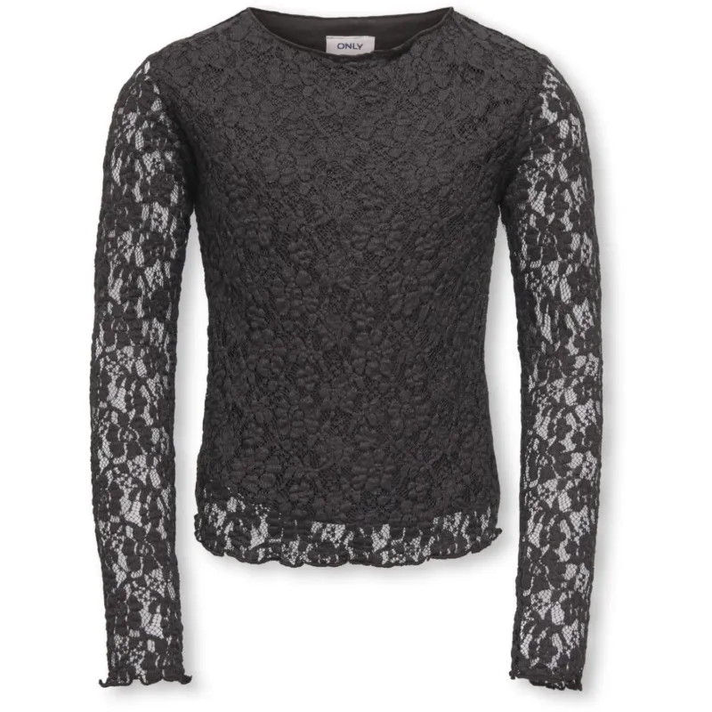 kids ONLY Black Coffee Kogleika Ls Lace Topp Jrs Noos