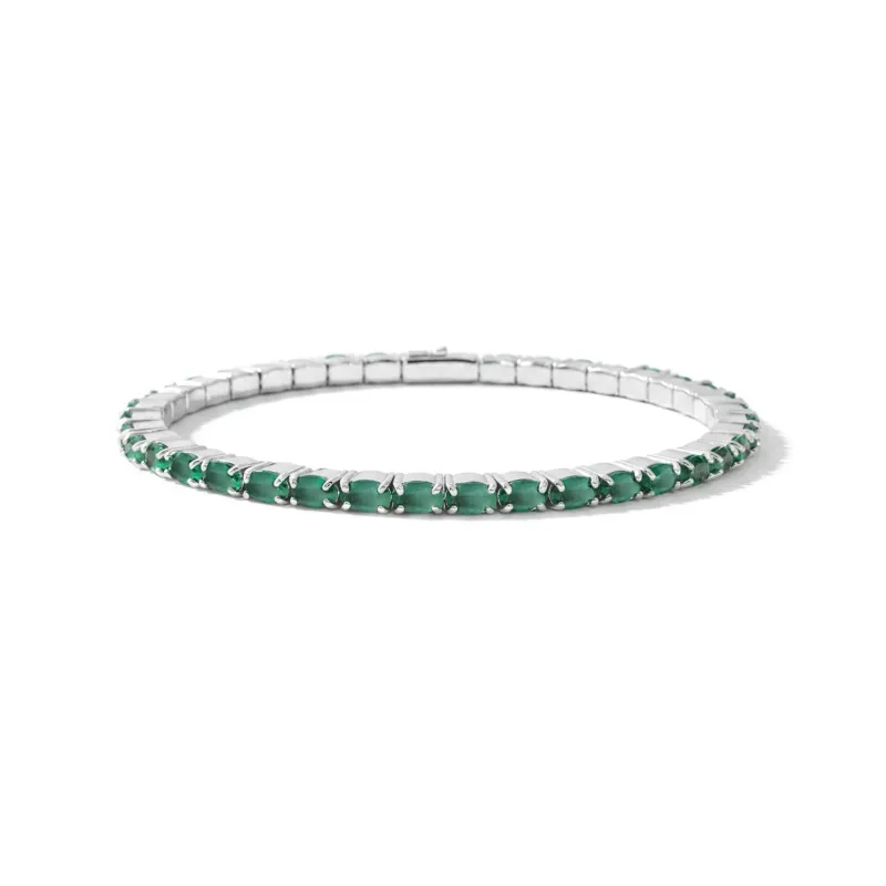 D'Joy AAA Smaragd Armreif ca. 19 cm 925 Silber Rhodiniert ca. 9,3. (7-10 Werktage Lieferzeit) 9.32 ct