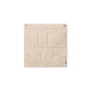 Canvas Wall Pockets in off-white with six pockets and eyelets in the top corners