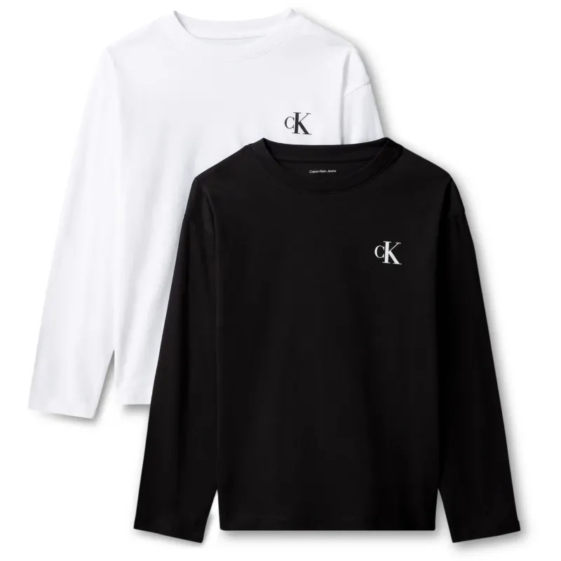 Calvin Klein Black / White-Black 2-Pack Monogram T-Shirt Ls