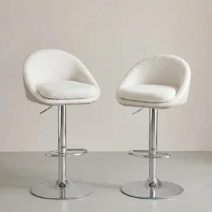 2er-Set Luxus-Barhocker – Bouclé – Samt – Verstellbar