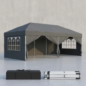 Partyzelt 3 x 6 m mit Seitenwänden – faltbarer Pavillon – Gartenpavillon – Sonnenschutz – leicht und regendicht – tragbar