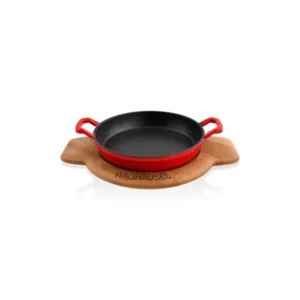 Sallys Gusseisen - Servierpfanne rund Ø 20 cm - mit Echtholzuntersetzer