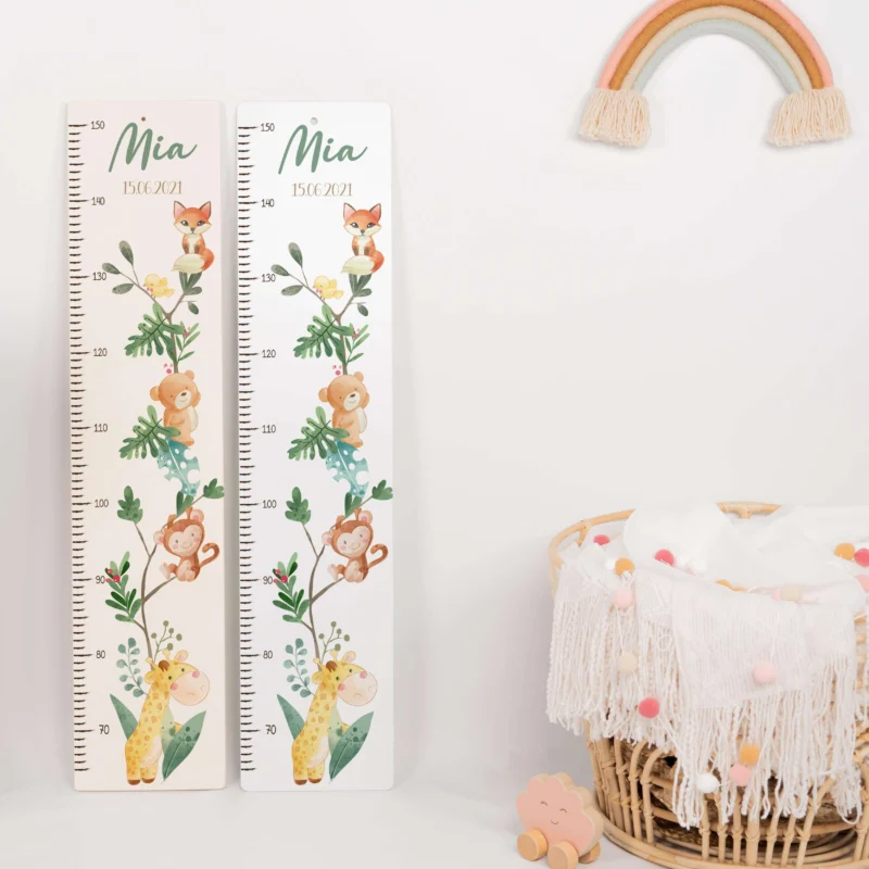 personalized height chart with bear and jungle design
