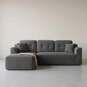 Modulares Ecksofa mit Chaiselongue – Schlafsofa – Cordstoff – Keine Montage erforderlich – Links oder Rechts