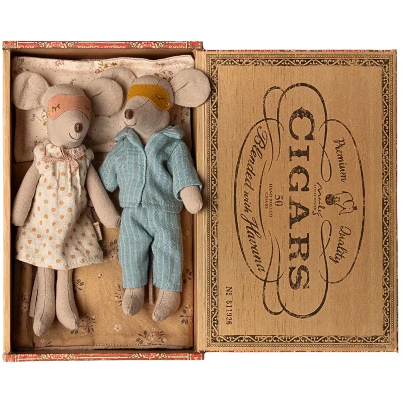 Maileg - Maus Mum & Dad in Zigarrenbox