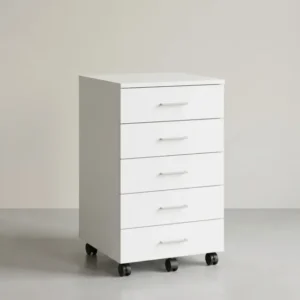 Rollcontainer mit 5 Schubladen – 40 x 42 x 65,7 cm – Weiß