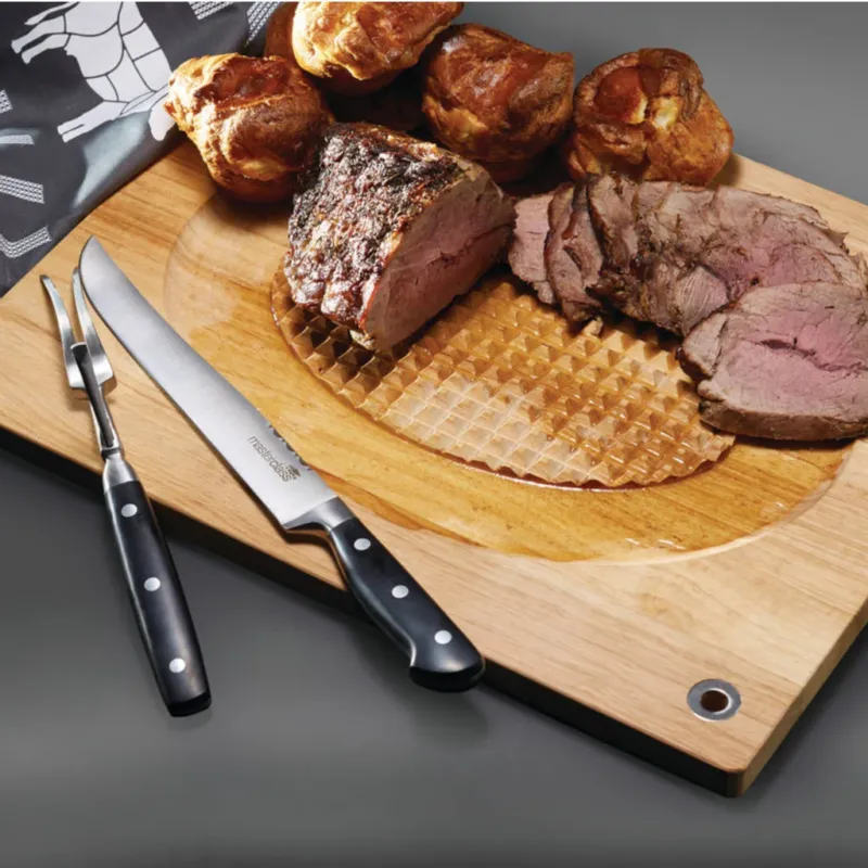 Tabla de madera reversible KitchenCraft MasterClass para carne y corte-KITMCCARVEREC