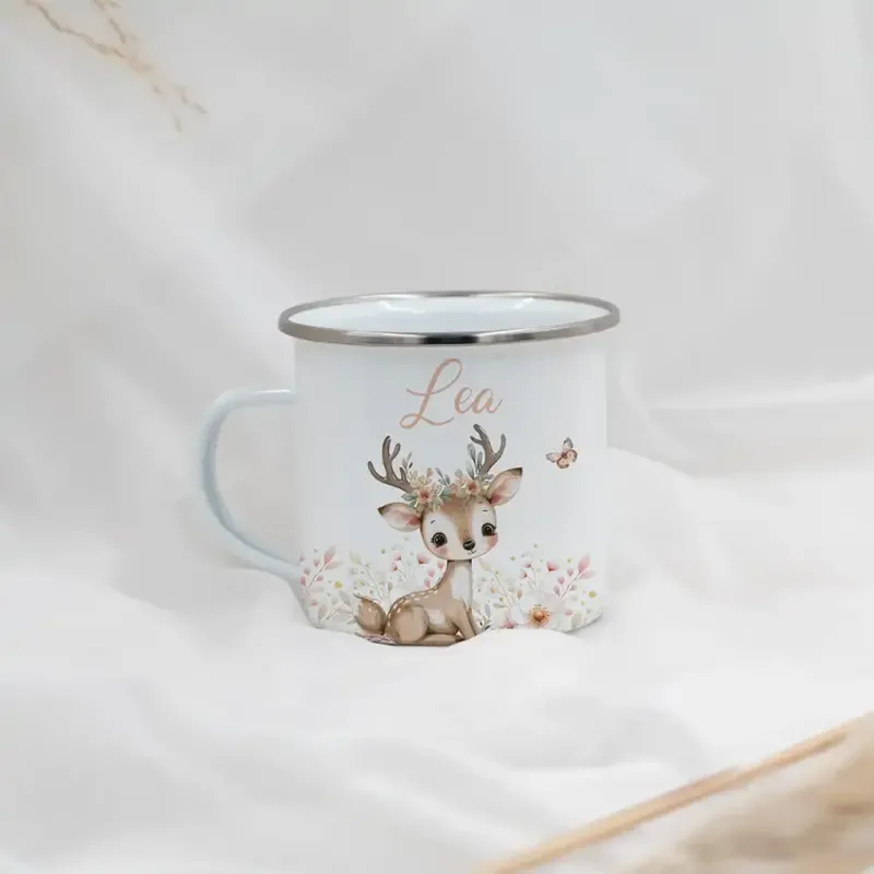Emaille Tasse personalisiert - niedliche Motive