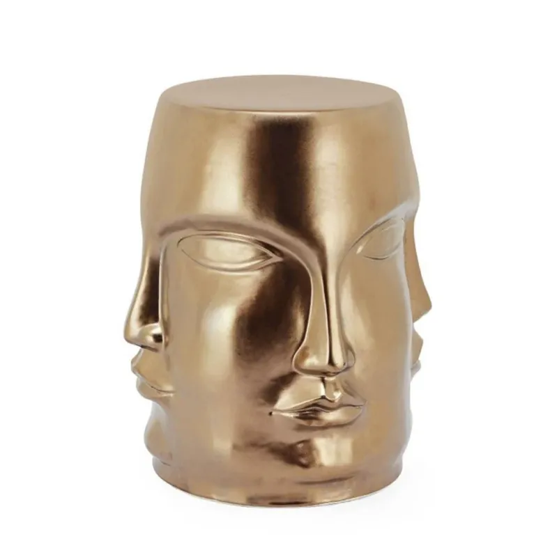 Abhika Keramik Hocker Ming Face | Bronze matt