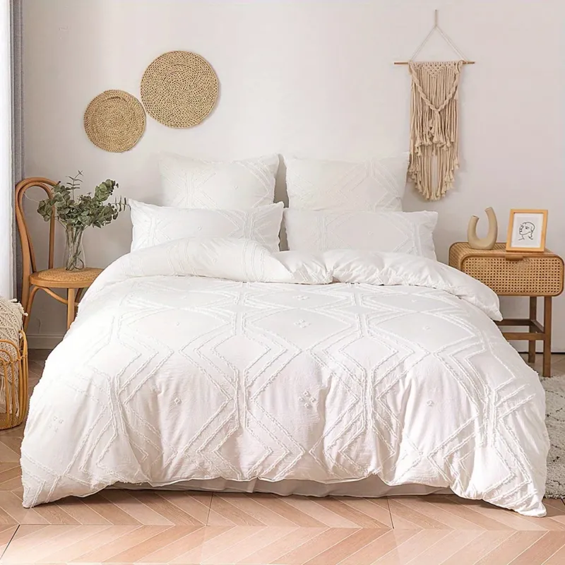 BOHOTUFT – Grid Tufted Soft Bedding Duvet Cover Set