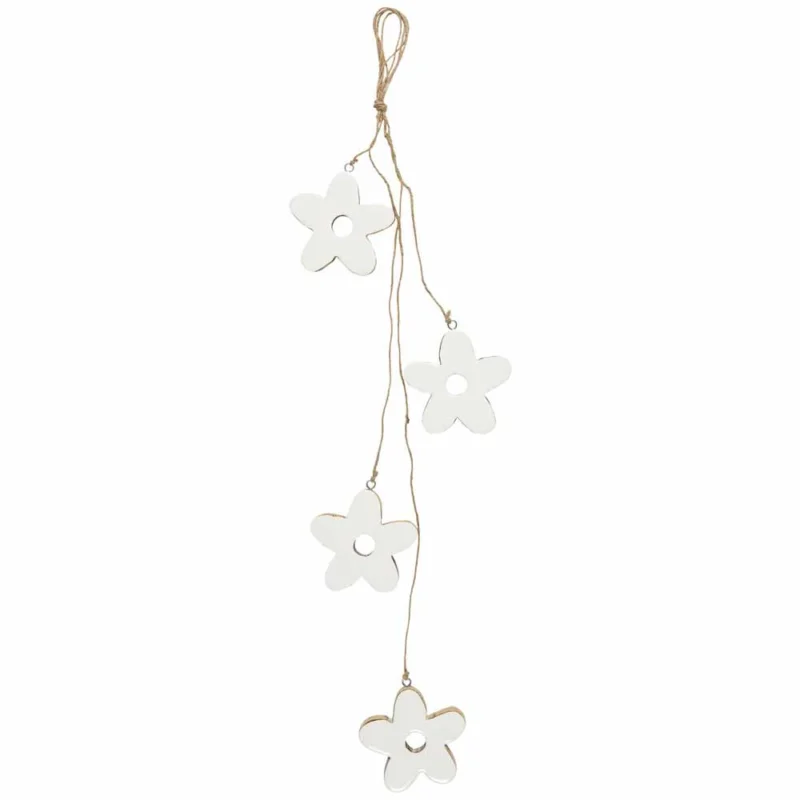 Ib Laursen - Dekohänger mit 4 Blumen weiß-holz