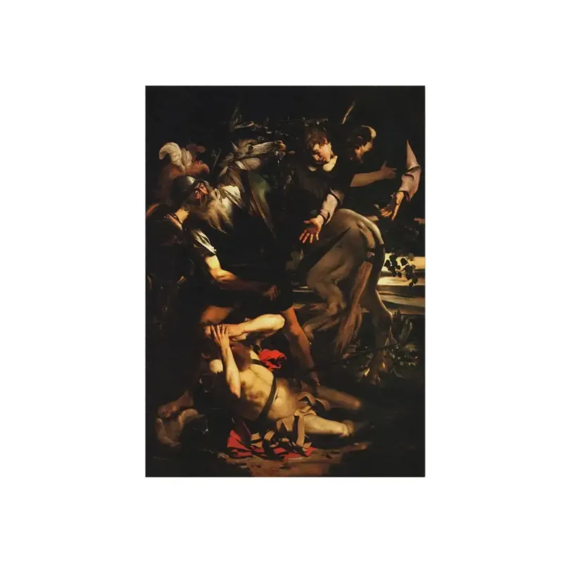 The Conversion of Saint Paul by Caravaggio Floor Mat transforming a contemporary prayer corner with its dramatic Baroque imagery capturing the future apostle's divine encounter on the road to Damascus with revolutionary realism