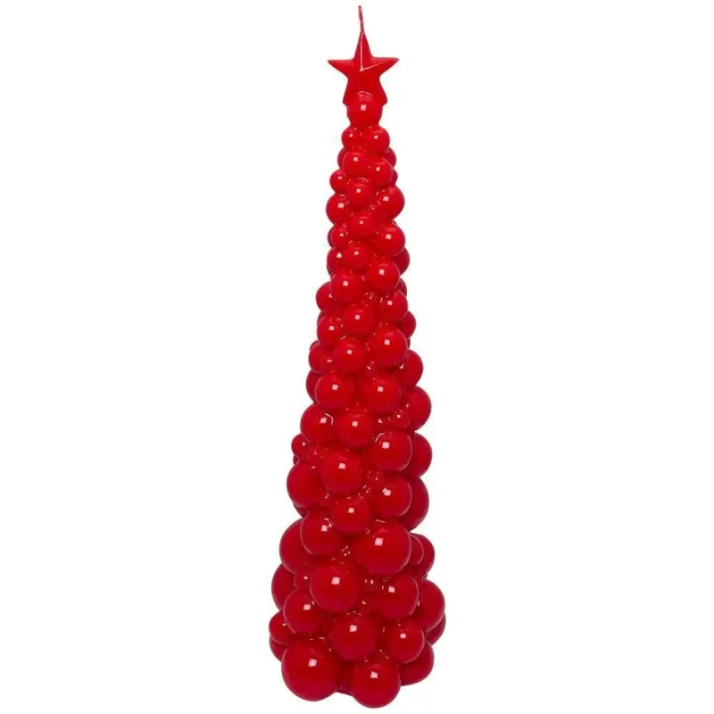Rote Weihnachtsbaum-Kerze in Kugeldesign mit Stern, Deko 47 cm, Codeso Living